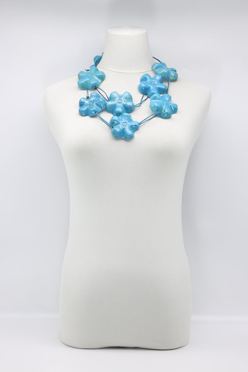 Upcycled plastic bottles - Aqua Plain Necklace - Hand-painted - Large - Jianhui London