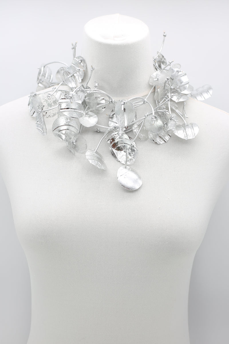 Aqua Water Lily Leaf Necklaces - Hand-gilded - Long - Jianhui London