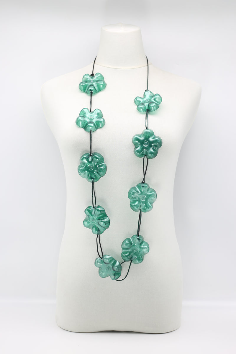 Upcycled plastic bottles - Aqua Plain Necklace - Hand-painted - Large - Jianhui London