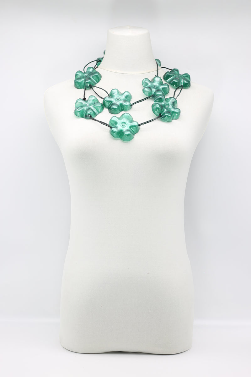 Upcycled plastic bottles - Aqua Plain Necklace - Hand-painted - Large - Jianhui London
