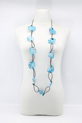 Aqua Lotus Root Necklace - Hand-painted - Large - Jianhui London
