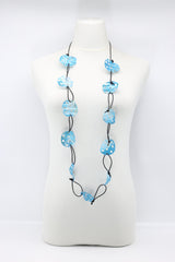 Aqua Lotus Root Necklace - Hand-painted -Trio - Large - Jianhui London