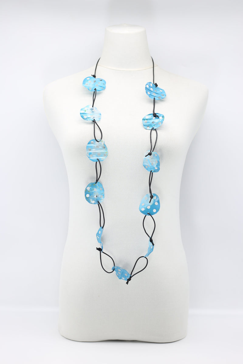 Aqua Lotus Root Necklace - Hand-painted -Trio - Large - Jianhui London