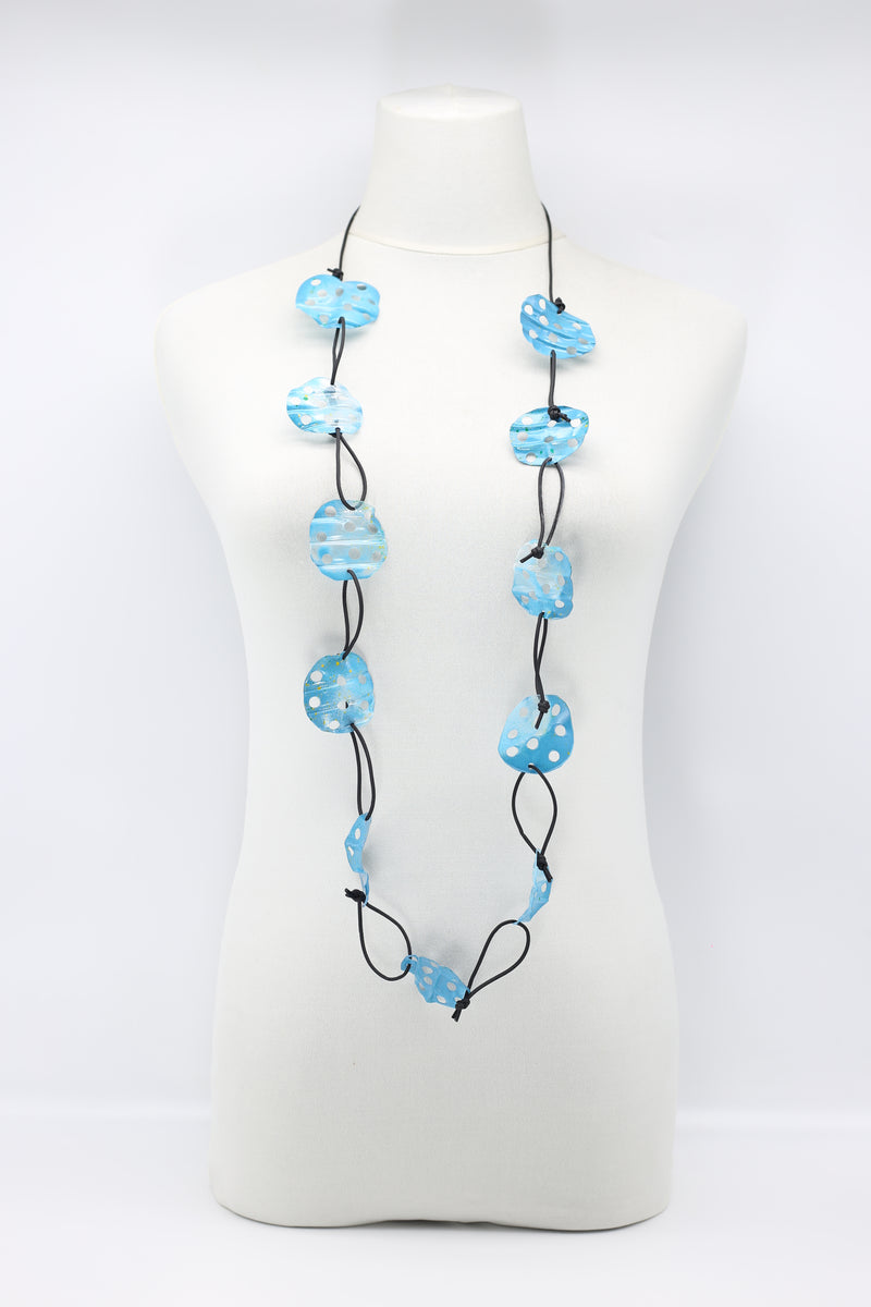 Aqua Lotus Root Necklace - Hand-painted - Large - Jianhui London