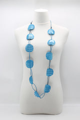 Aqua Plain Necklace - Hand-painted - Large - Jianhui London