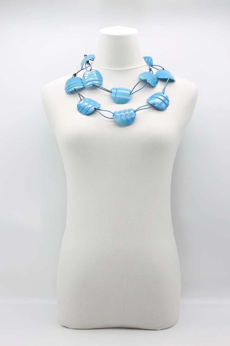 Aqua Plain Necklace - Hand-painted - Large - Jianhui London