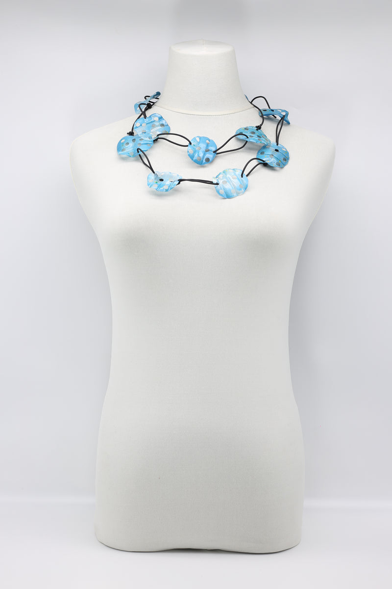 Aqua Lotus Root Necklace - Hand-painted - Large - Jianhui London