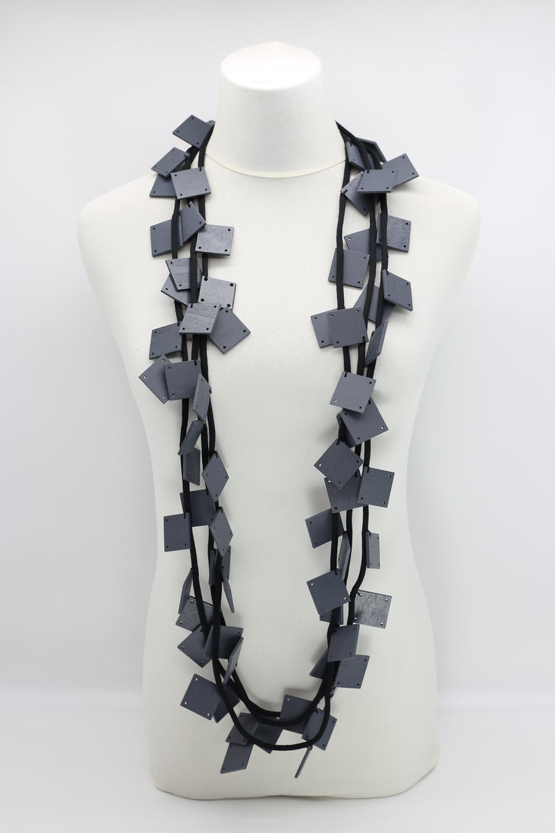 Wooden Squares on Cord Necklaces - Large - Jianhui London
