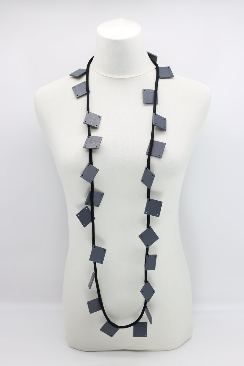 Wooden Squares on Cord Necklaces - Large - Jianhui London