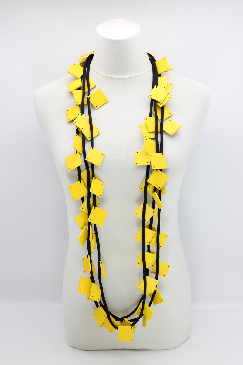 Wooden Squares on Cord Necklaces - Large - Jianhui London