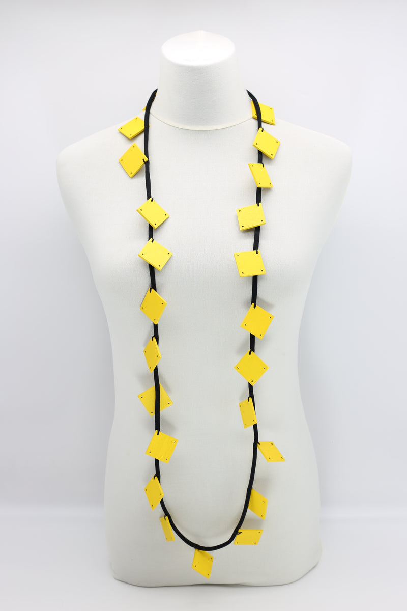 Wooden Squares on Cord Necklaces - Large - Jianhui London
