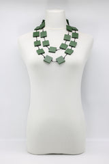 Recycled wood square beaded necklace - Jianhui London