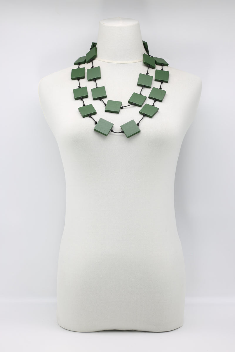 Recycled wood square beaded necklace - Jianhui London