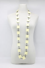 Recycled wood square beaded necklace - Jianhui London