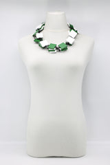 Recycled wood square beaded double Necklace - Jianhui London