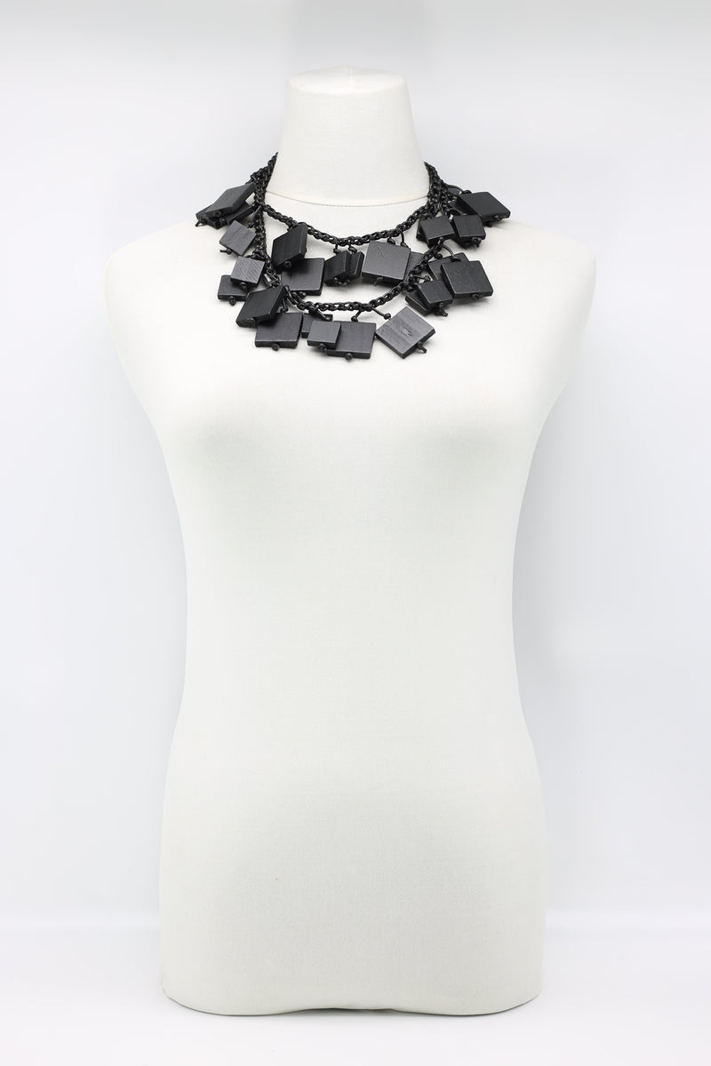 Crocheted 2x2/3x3 Squares Necklace - Jianhui London