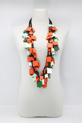 Crocheted 2x2/3x3 Squares two Necklace 100cm - Jianhui London