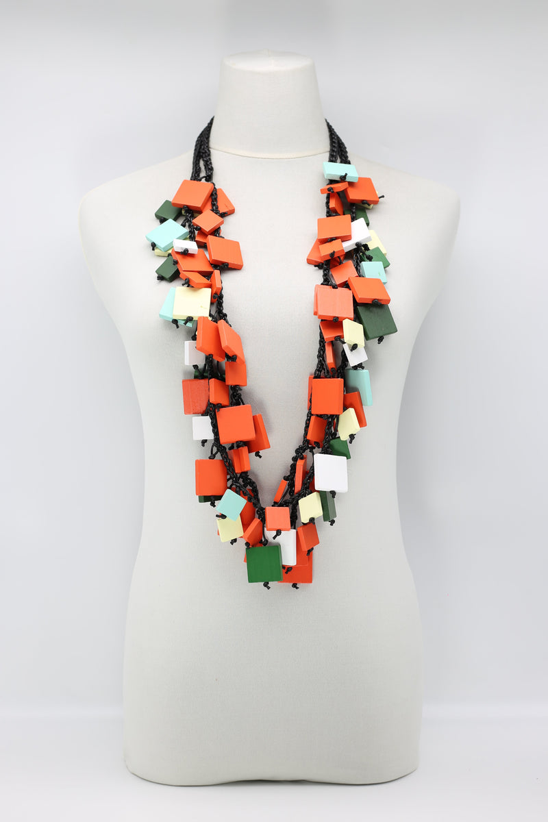 Crocheted 2x2/3x3 Squares two Necklace 100cm - Jianhui London