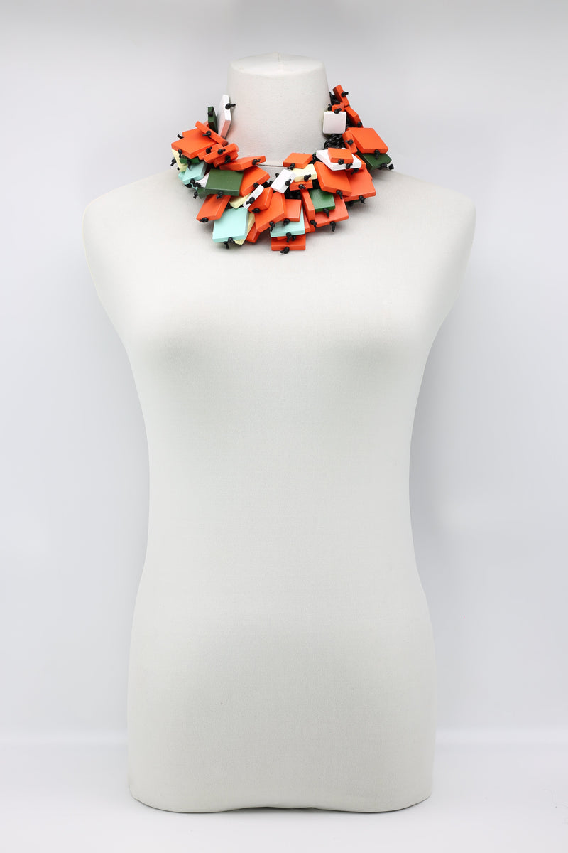 Crocheted 2x2/3x3 Squares two Necklace 100cm - Jianhui London