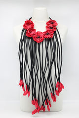 Biba Poppy Garden Handmade textile flower with long tassel Necklace - Jianhui London