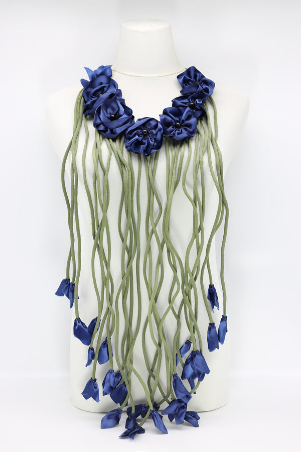 Biba Poppy Garden Handmade textile flower with long tassel Necklace - Jianhui London
