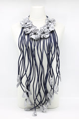 Biba Poppy Garden Handmade textile flower with long tassel Necklace - Jianhui London