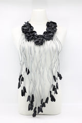 Biba Poppy Garden Handmade textile flower with long tassel Necklace - Jianhui London