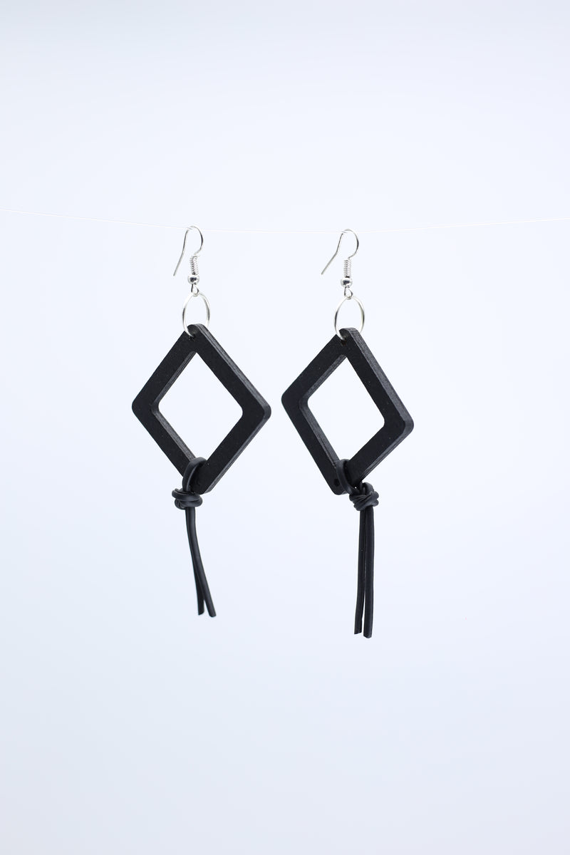 Geometric Earrings with Leatherette String - Small - Jianhui London