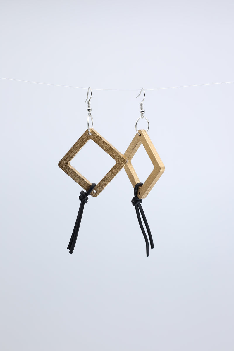 Geometric Earrings with Leatherette String - Small - Jianhui London