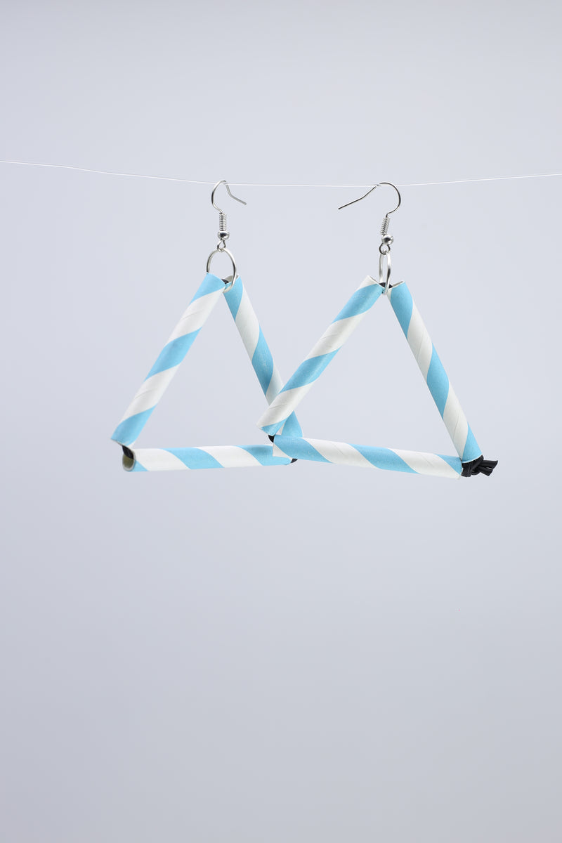 Paper Straw Triangle on Leatherette Earrings - Jianhui London