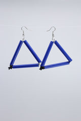 Paper Straw Triangle on Leatherette Earrings - Jianhui London