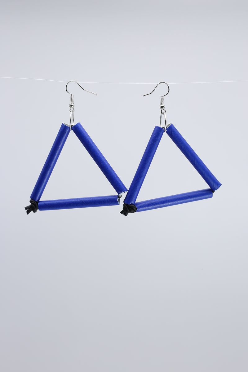 Paper Straw Triangle on Leatherette Earrings - Jianhui London