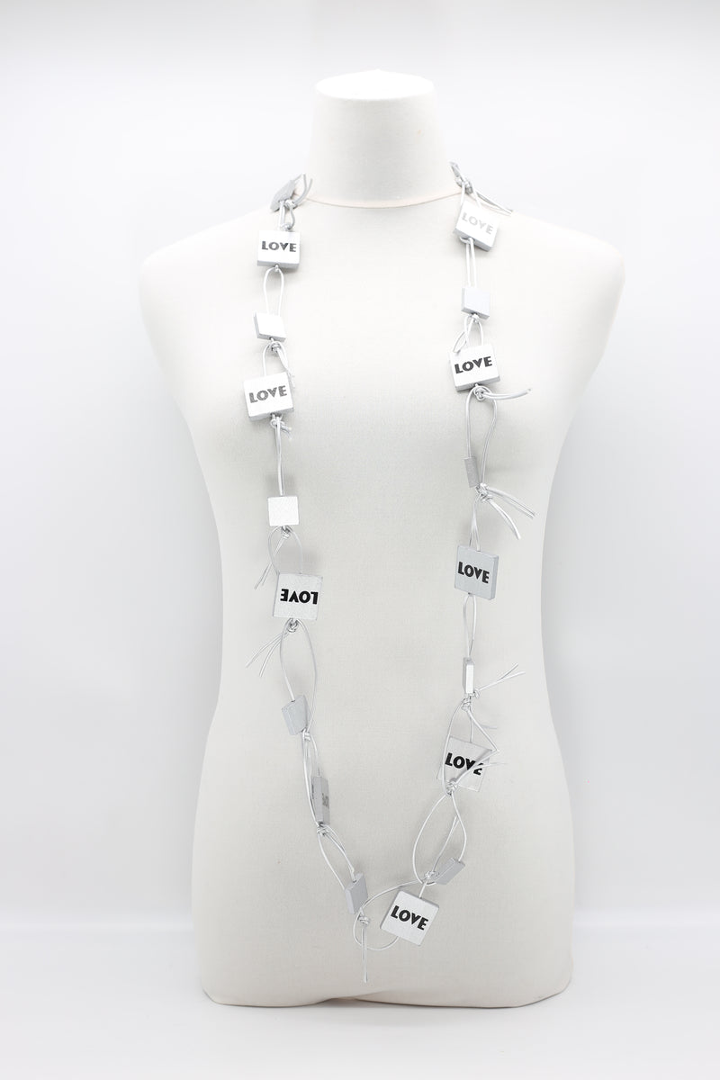 LOVE & HOPE SQUARES CHAIN NECKLACE - Jianhui London