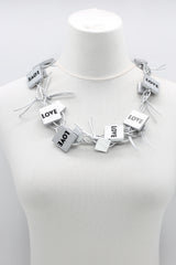 LOVE & HOPE SQUARES CHAIN NECKLACE - Jianhui London