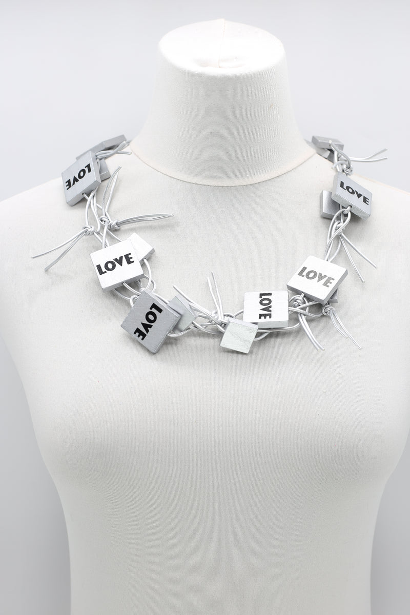 LOVE & HOPE SQUARES CHAIN NECKLACE - Jianhui London