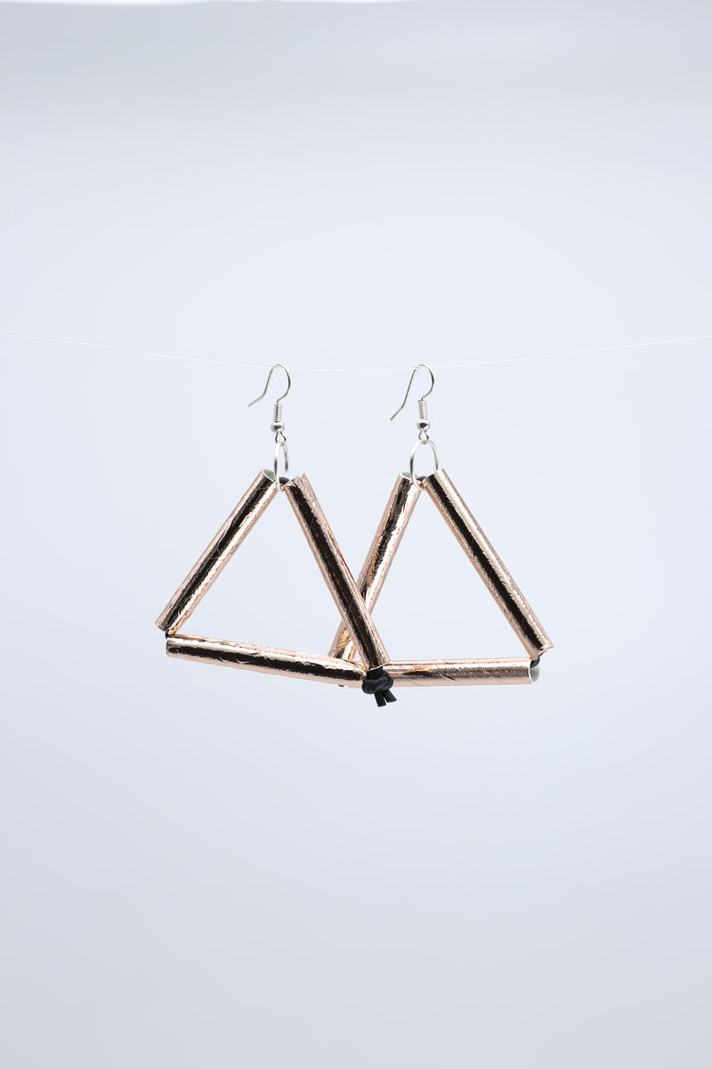 Paper Straw Triangle on Leatherette Earrings - Jianhui London