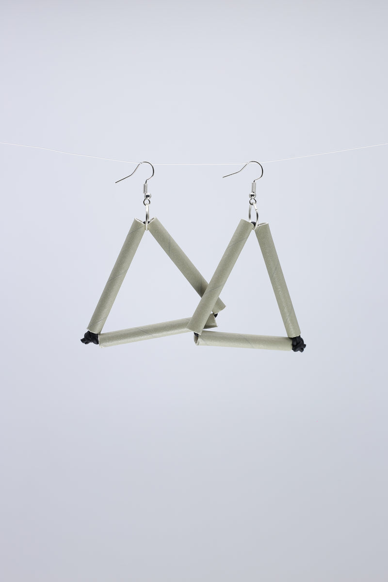 Paper Straw Triangle on Leatherette Earrings - Jianhui London