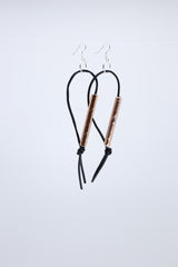 Paper Straw on Leatherette Loop Earrings - Jianhui London