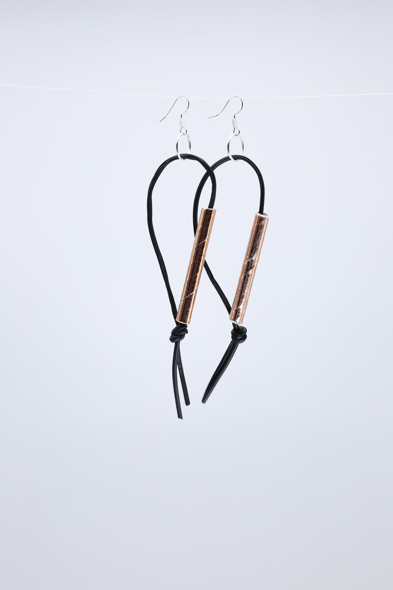 Paper Straw on Leatherette Loop Earrings - Jianhui London