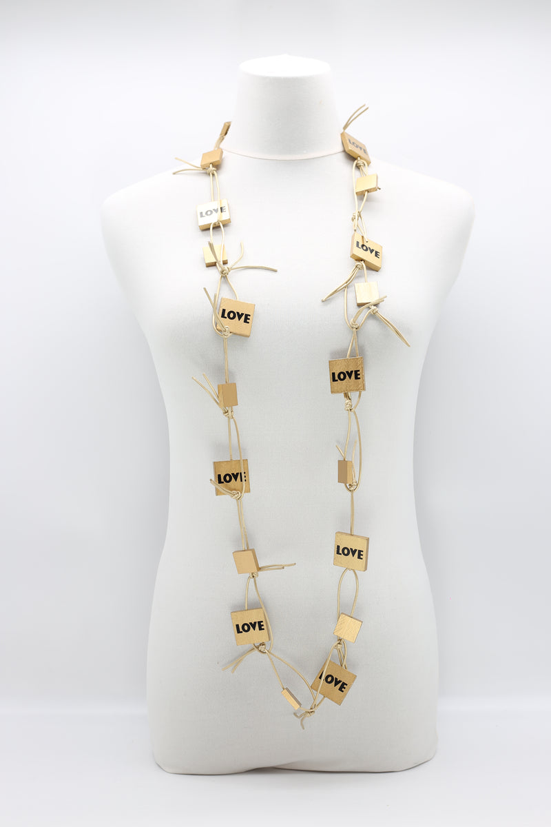 LOVE & HOPE SQUARES CHAIN NECKLACE - Jianhui London