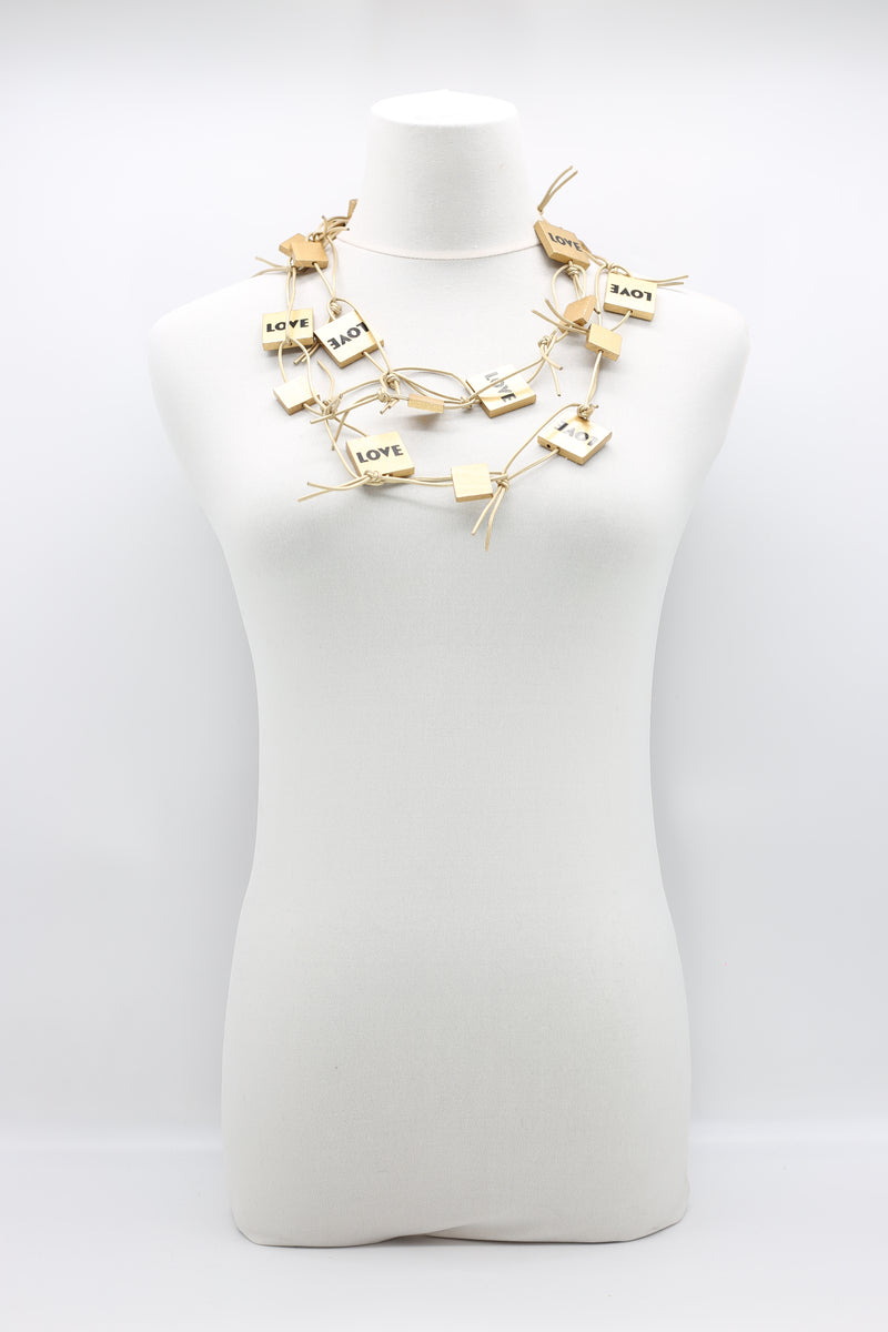 LOVE & HOPE SQUARES CHAIN NECKLACE - Jianhui London