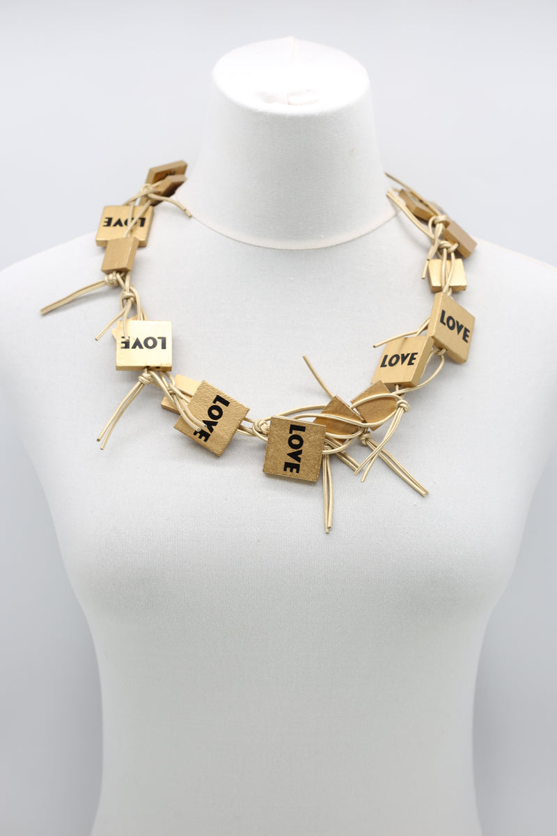 LOVE & HOPE SQUARES CHAIN NECKLACE - Jianhui London