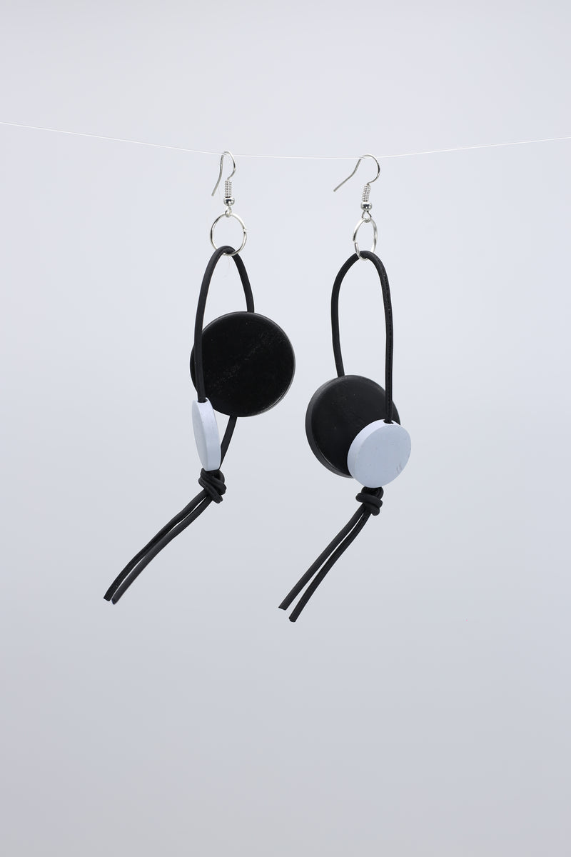 Coins on Leatherette Loop Earrings - Jianhui London