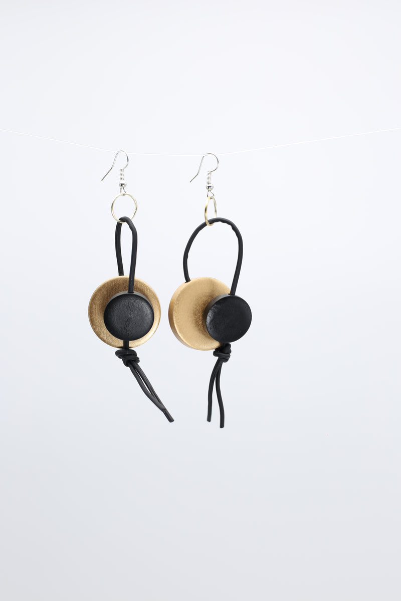 Coins on Leatherette Loop Earrings - Jianhui London