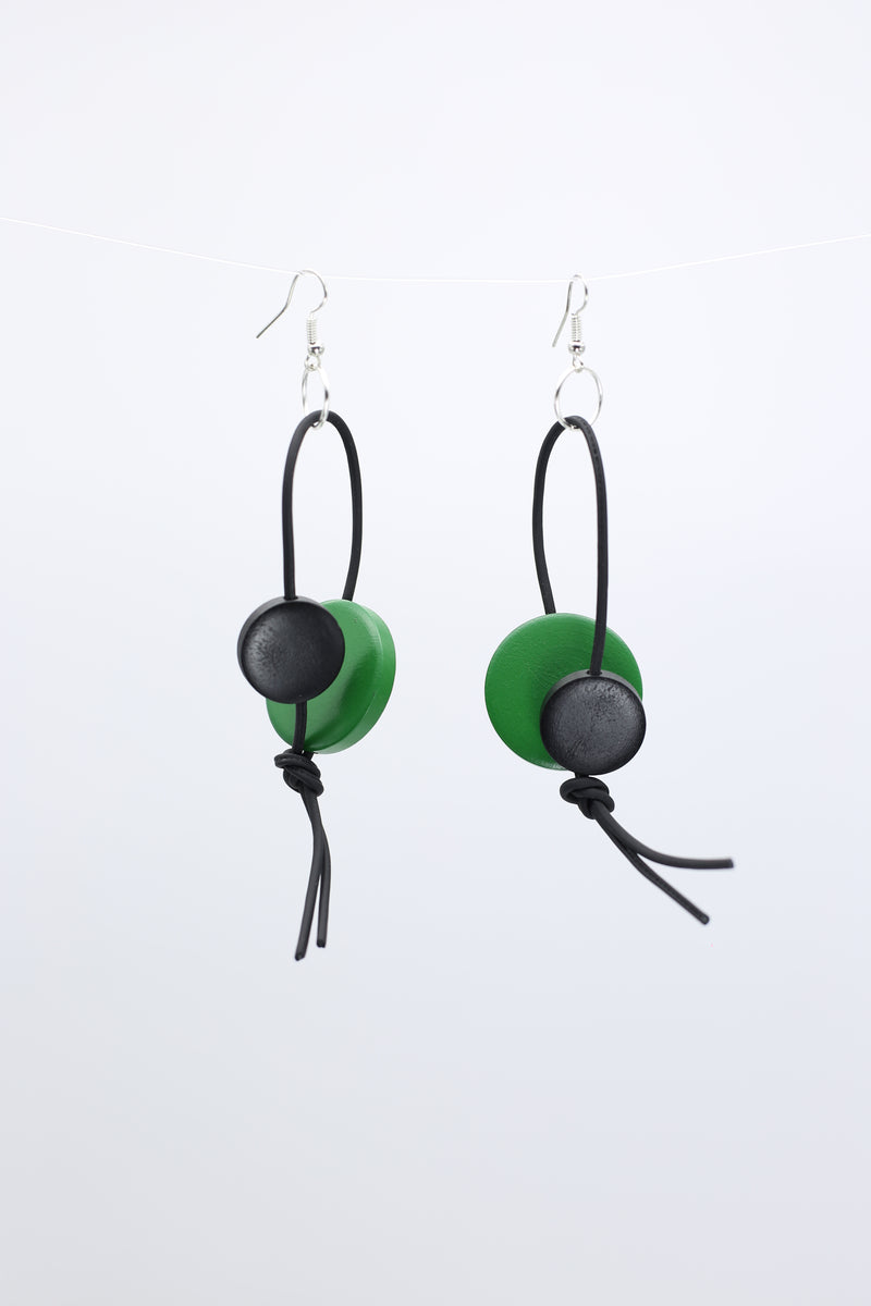 Coins on Leatherette Loop Earrings - Jianhui London