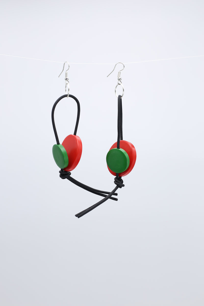 Coins on Leatherette Loop Earrings - Jianhui London
