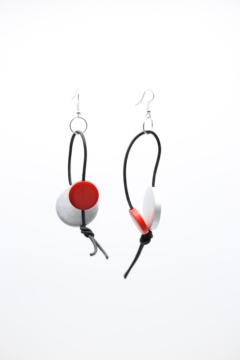 Coins on Leatherette Loop Earrings - Jianhui London