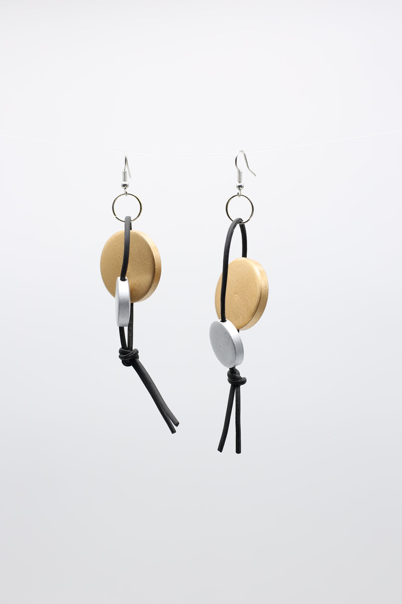 Coins on Leatherette Loop Earrings - Jianhui London