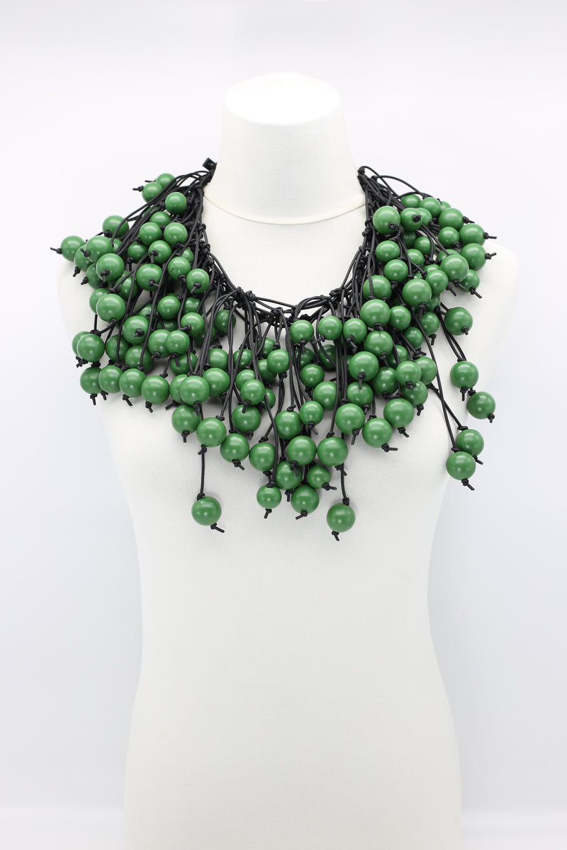 Berry & Round Beads Necklaces Set - Spring Green/Orange/Black - Jianhui London
