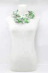 Upcycled plastic bottles - Big Aqua Water Lily leaf Necklace - Hand-painted/ gilded -short - Jianhui London
